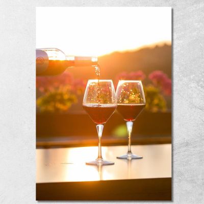 Quadro Moderno Calici Con Vino Rosso Al Tramonto foo17 quadro stampa su tela