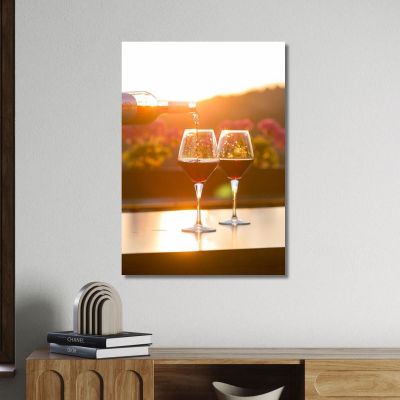 Quadro Moderno Calici Con Vino Rosso Al Tramonto foo17 quadro stampa su tela Quadro Moderno Calici Con Vino Rosso Al Tramonto foo17 quadro stampa su tela