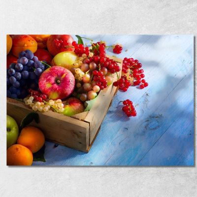 Quadro Moderno Cassetta Di Frutta Colorata Su Tavolo Di Legno foo19 quadro stampa su tela