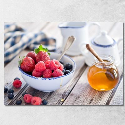 Quadro Moderno Ciotola Di Frutti Di Bosco Con Miele foo27 quadro stampa su tela