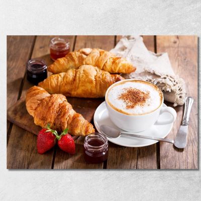 Quadro Moderno Colazione Con Croissant E Cappuccino foo31 quadro stampa su tela