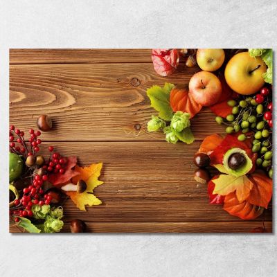Quadro Moderno Composizione Autunnale Con Mele E Bacche foo36 quadro stampa su tela