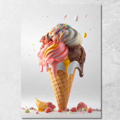 Quadro Moderno Gelato Artigianale Con Cioccolato E Panna Su Cono Croccante foo57 quadro stampa su tela