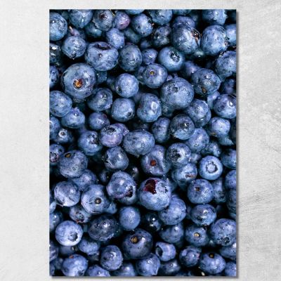 Quadro Moderno Mirtilli Freschi Con Gocce D'Acqua In Primo Piano foo81 quadro stampa su tela