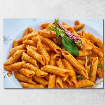 Quadro Moderno Penne All'Arrabbiata Con Peperoncino E Basilico foo90 quadro stampa su tela
