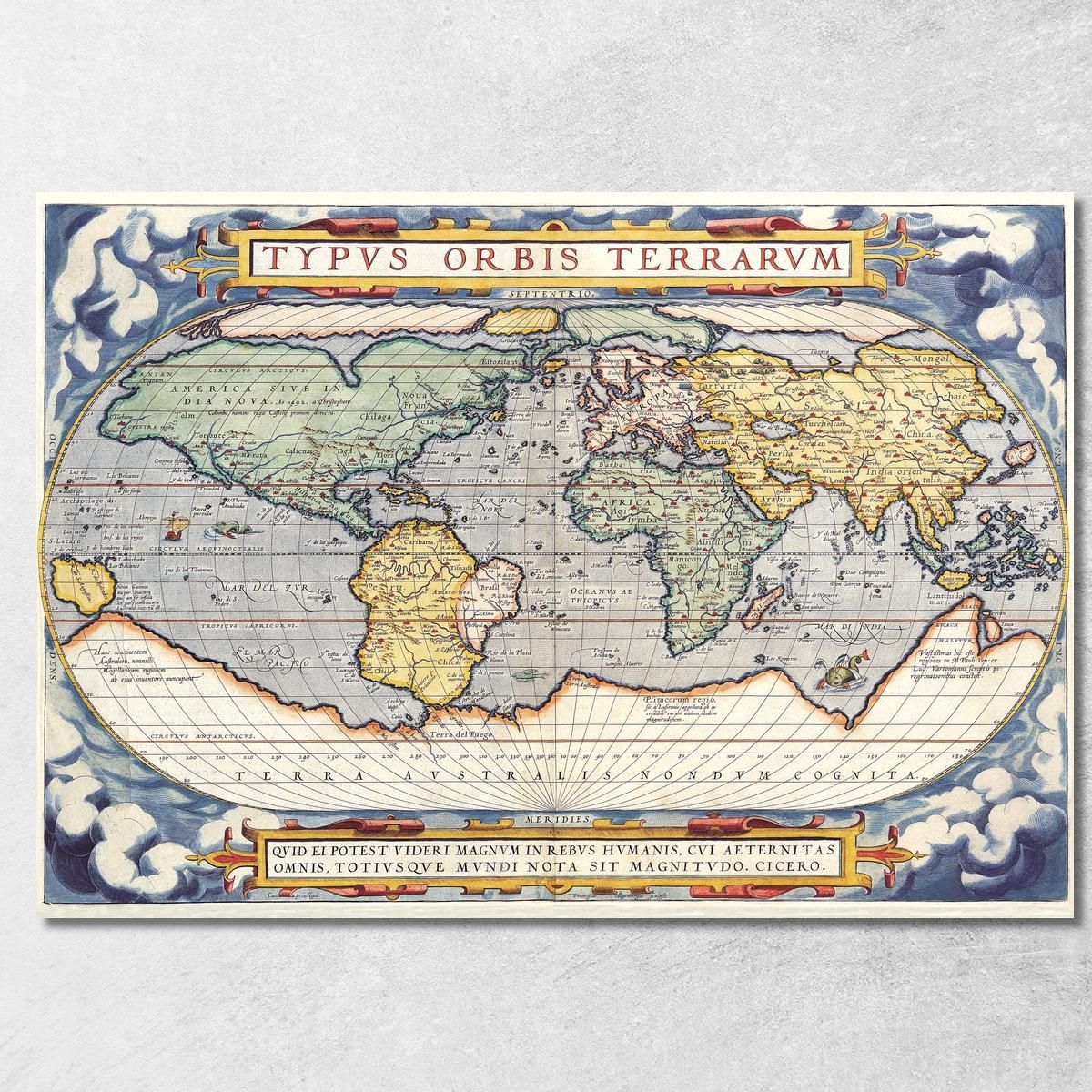 Quadro Mappa Del Mondo Antica Con Design Rinascimentale E Dettagli Decorativi map15 quadro stampa su tela Quadro Mappa Del Mondo Antica Con Design Rinascimentale E Dettagli Decorativi map15 quadro stampa su tela