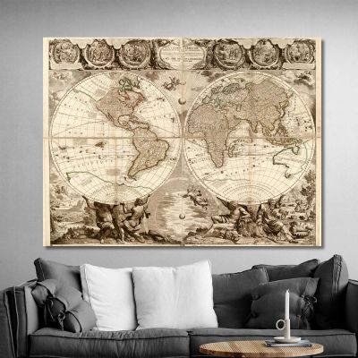 Quadro Mappa Del Mondo Antico Con Design Artistico E Stile Barocco map21 quadro stampa su tela