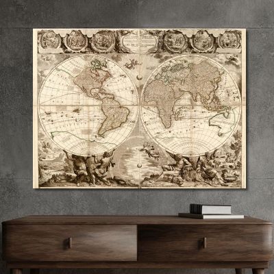 Quadro Mappa Del Mondo Antico Con Design Artistico E Stile Barocco map21 quadro stampa su tela