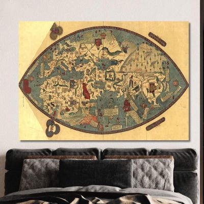 Quadro Mappa Del Mondo Medioevale Antica Con Dettagli Artistici E Simboli Storici map32 quadro stampa su tela Quadro Mappa Del Mondo Medioevale Antica Con Dettagli Artistici E Simboli Storici map32 quadro stampa su tela