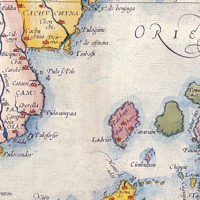 Quadro Mappa Dell'Asia Antica Con Illustrazioni Navi E Creature Mitologiche Su Sfondo Vintage map43 quadro stampa su tela