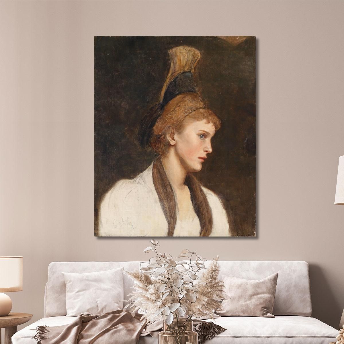 Donna Di Profilo Con Cuffia D'Oro Eduard Veith evt8 quadro stampa su tela