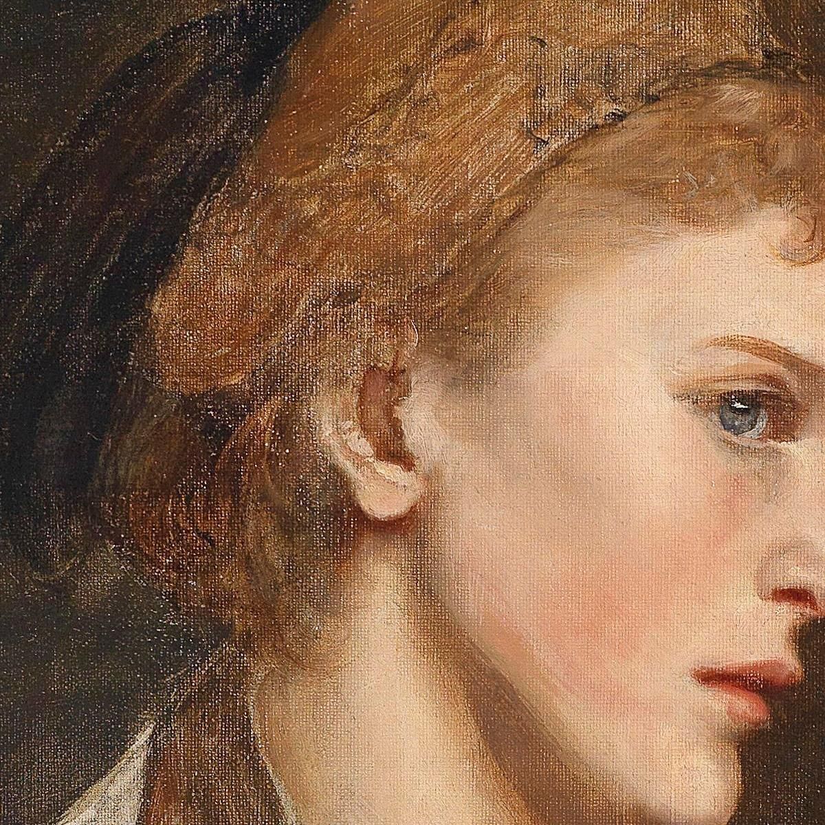 Donna Di Profilo Con Cuffia D'Oro Eduard Veith evt8 quadro stampa su tela