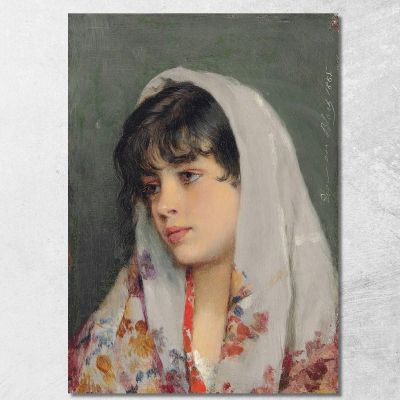 Una Bellezza Veneziana Eugen von Blaas evb10 quadro stampa su tela