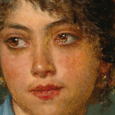Una Giovane Donna Italiana Con Un Fazzoletto Giallo Eugen von Blaas evb14 quadro stampa su tela