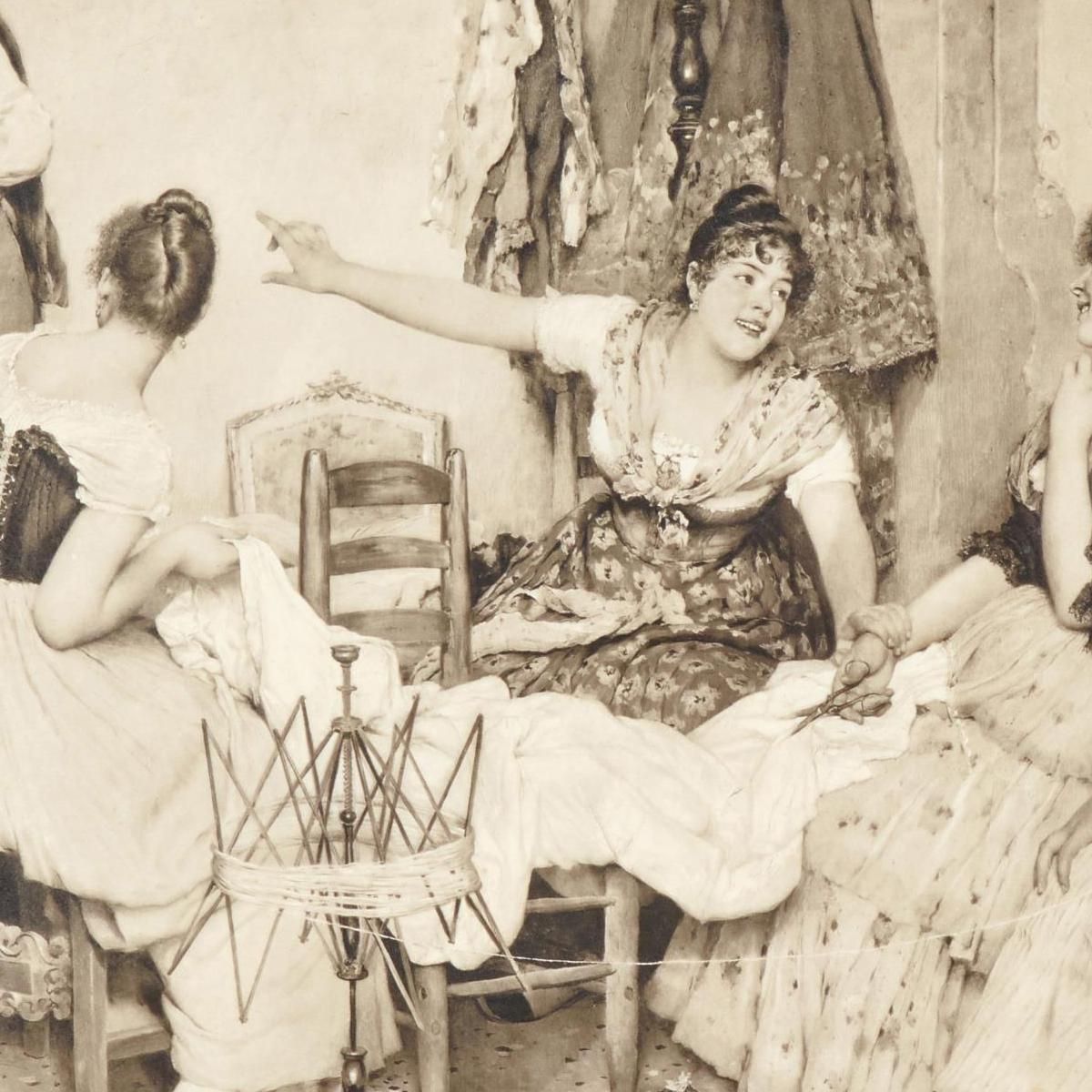 Ragazze Veneziane Con Un Gondoliere Eugen von Blaas quadro stampa