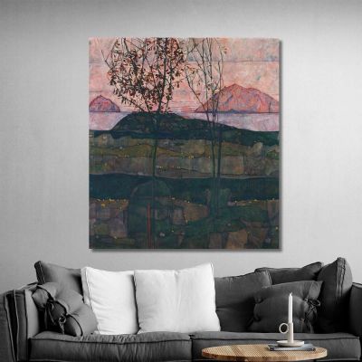 Sonnenuntergang Egon Schiele, esh2 drucken auf leinwand