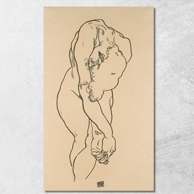 Donna Piegata Con La Testa Abbassata E Mani Incrociate Egon Schiele esh20 quadro stampa su tela
