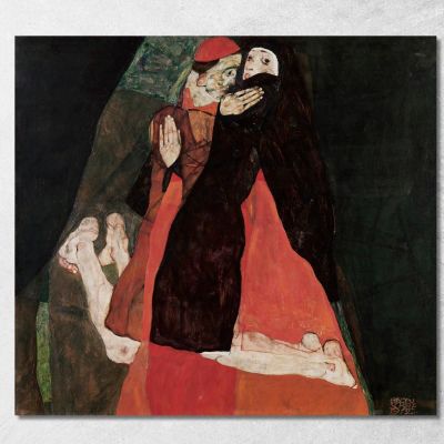 Cardinale E Suora (Carezza) Egon Schiele esh28 quadro stampa su tela