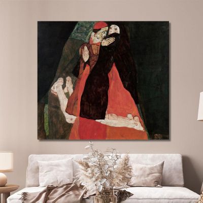 Cardinal Et Nonne (Caresse) Egon Schiele, esh28 tableau impression sur toile