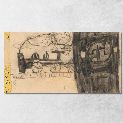 Ferrovia (Disegno Infantile) Egon Schiele esh48 quadro stampa su tela
