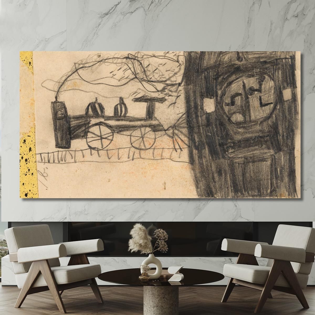 Ferrovia (Disegno Infantile) Egon Schiele esh48 quadro stampa su tela