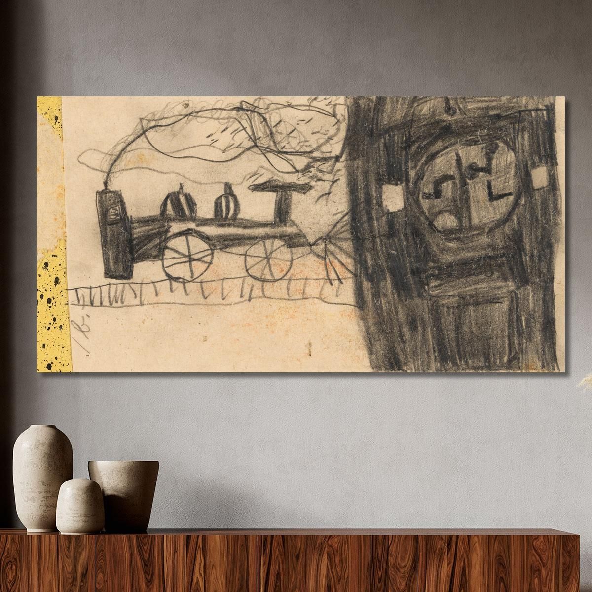 Ferrovia (Disegno Infantile) Egon Schiele esh48 quadro stampa su tela