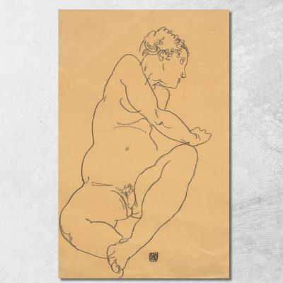 Nudo Femminile Piegato A Sinistra Egon Schiele esh51 quadro stampa su tela