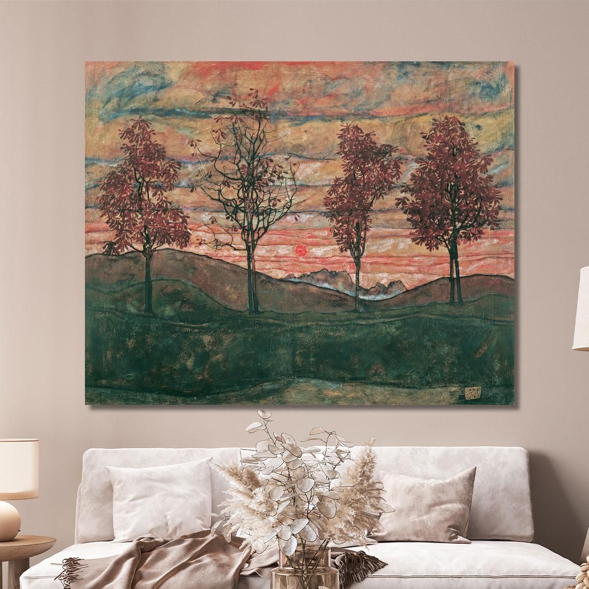 Quattro Alberi Egon Schiele esh52 quadro stampa su tela