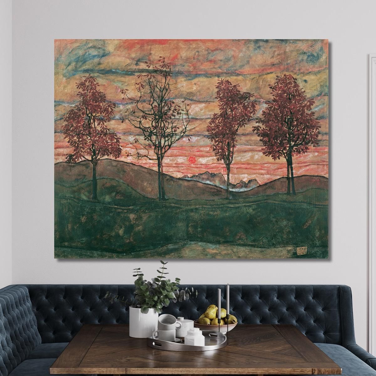 Quattro Alberi Egon Schiele esh52 quadro stampa su tela