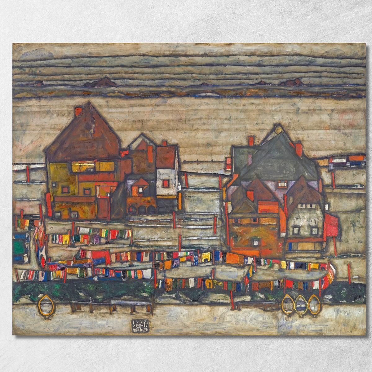 Case Con Bucato Sobborghi Ii Egon Schiele esh71 quadro stampa su tela Case Con Bucato Sobborghi Ii Egon Schiele esh71 quadro stampa su tela