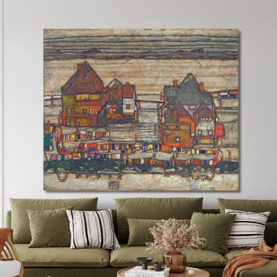 Case Con Bucato Sobborghi Ii Egon Schiele esh71 quadro stampa su tela
