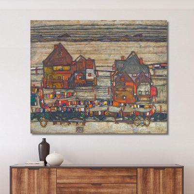 Case Con Bucato Sobborghi Ii Egon Schiele esh71 quadro stampa su tela