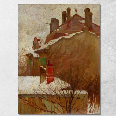 Case In Inverno Vista Dall'Atelier Egon Schiele esh72 quadro stampa su tela