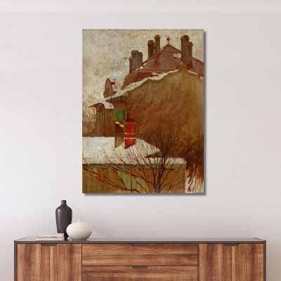 Maisons En Hiver Vue Depuis L'Atelier Egon Schiele, esh72 tableau impression sur toile