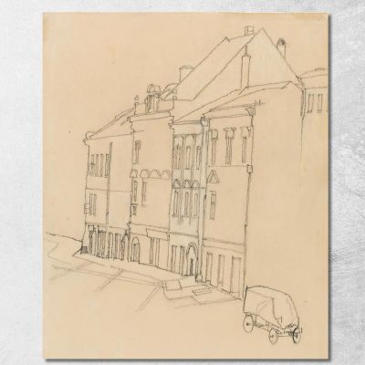 Case A Krumau Egon Schiele esh73 quadro stampa su tela