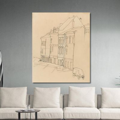 Maisons À Krumau Egon Schiele, esh73 tableau impression sur toile