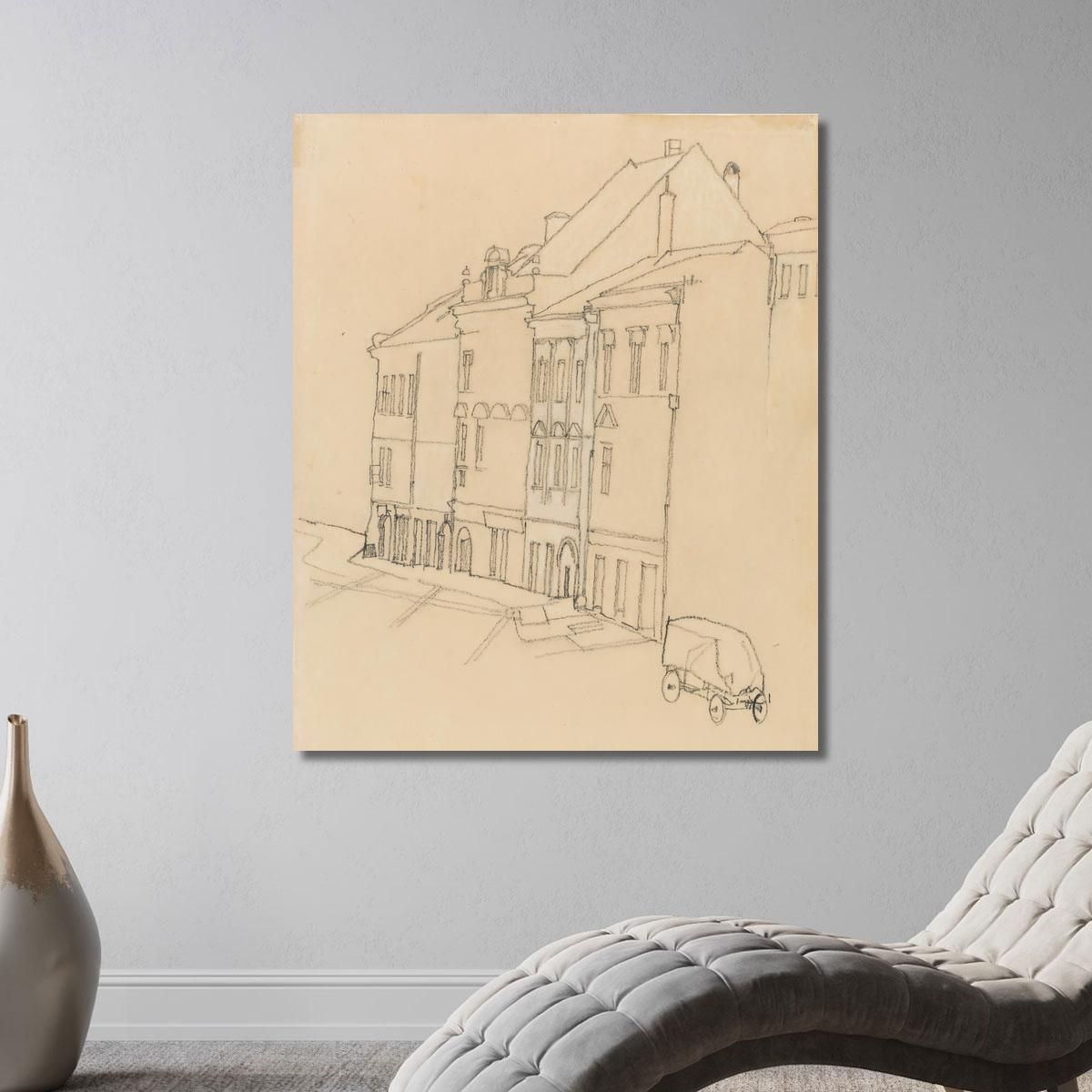 Case A Krumau Egon Schiele esh73 quadro stampa su tela