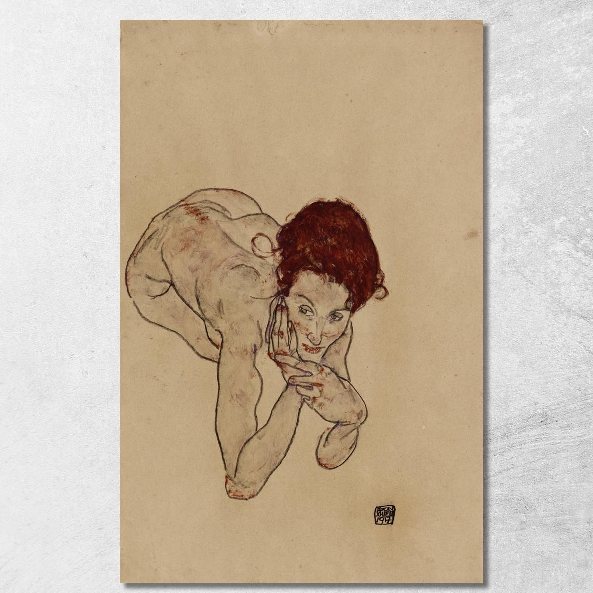 Nudo Femminile Accovacciato Egon Schiele esh75 quadro stampa su tela Nudo Femminile Accovacciato Egon Schiele esh75 quadro stampa su tela