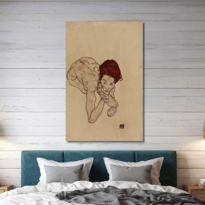 Nudo Femminile Accovacciato Egon Schiele esh75 quadro stampa su tela Nudo Femminile Accovacciato Egon Schiele esh75 quadro stampa su tela
