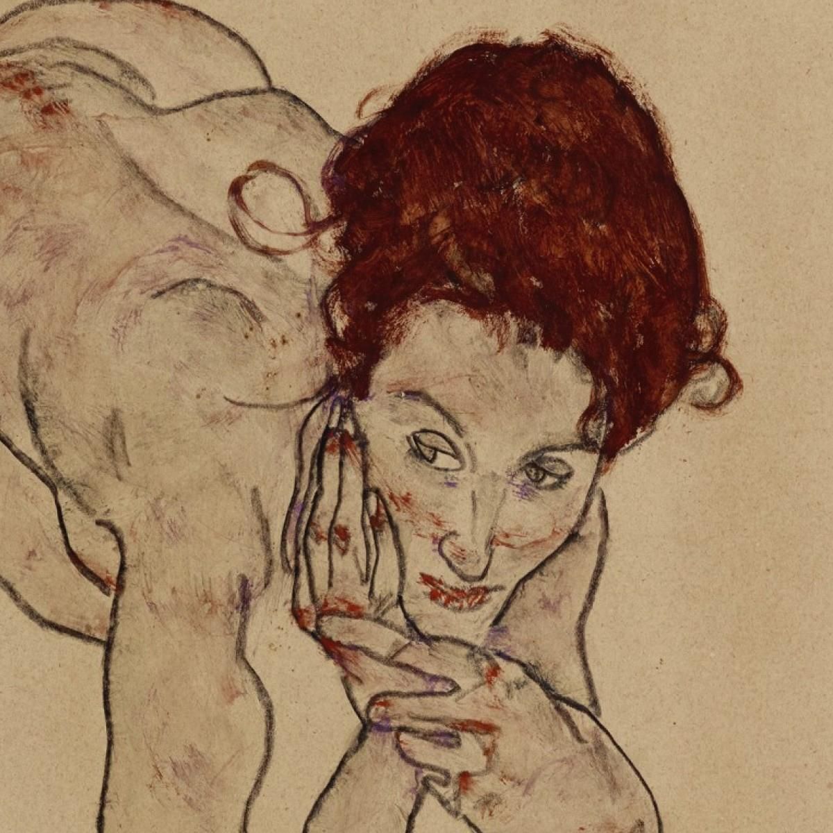 Nudo Femminile Accovacciato Egon Schiele esh75 quadro stampa su tela