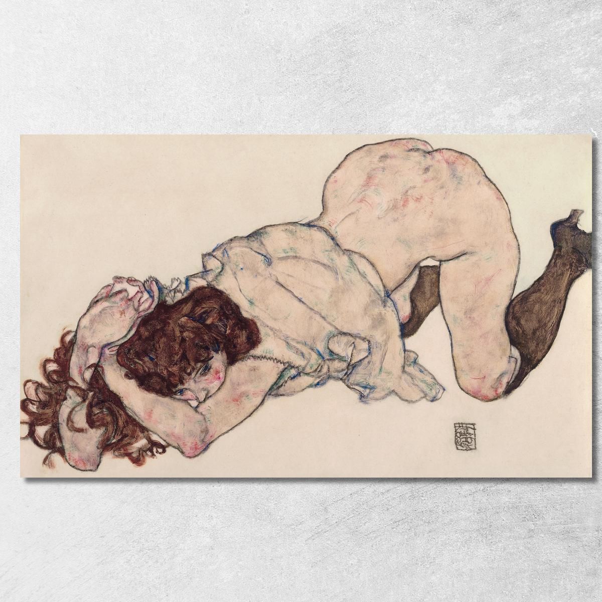 Ragazza Inginocchiata Appoggiata Su Entrambi I Gomiti Egon Schiele esh78 quadro stampa su tela Ragazza Inginocchiata Appoggiata Su Entrambi I Gomiti Egon Schiele esh78 quadro stampa su tela
