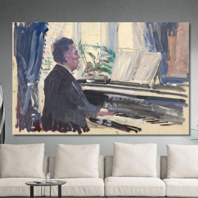 Leopold Czihaczek Am Klavier Skizze Egon Schiele, esh85 drucken auf leinwand