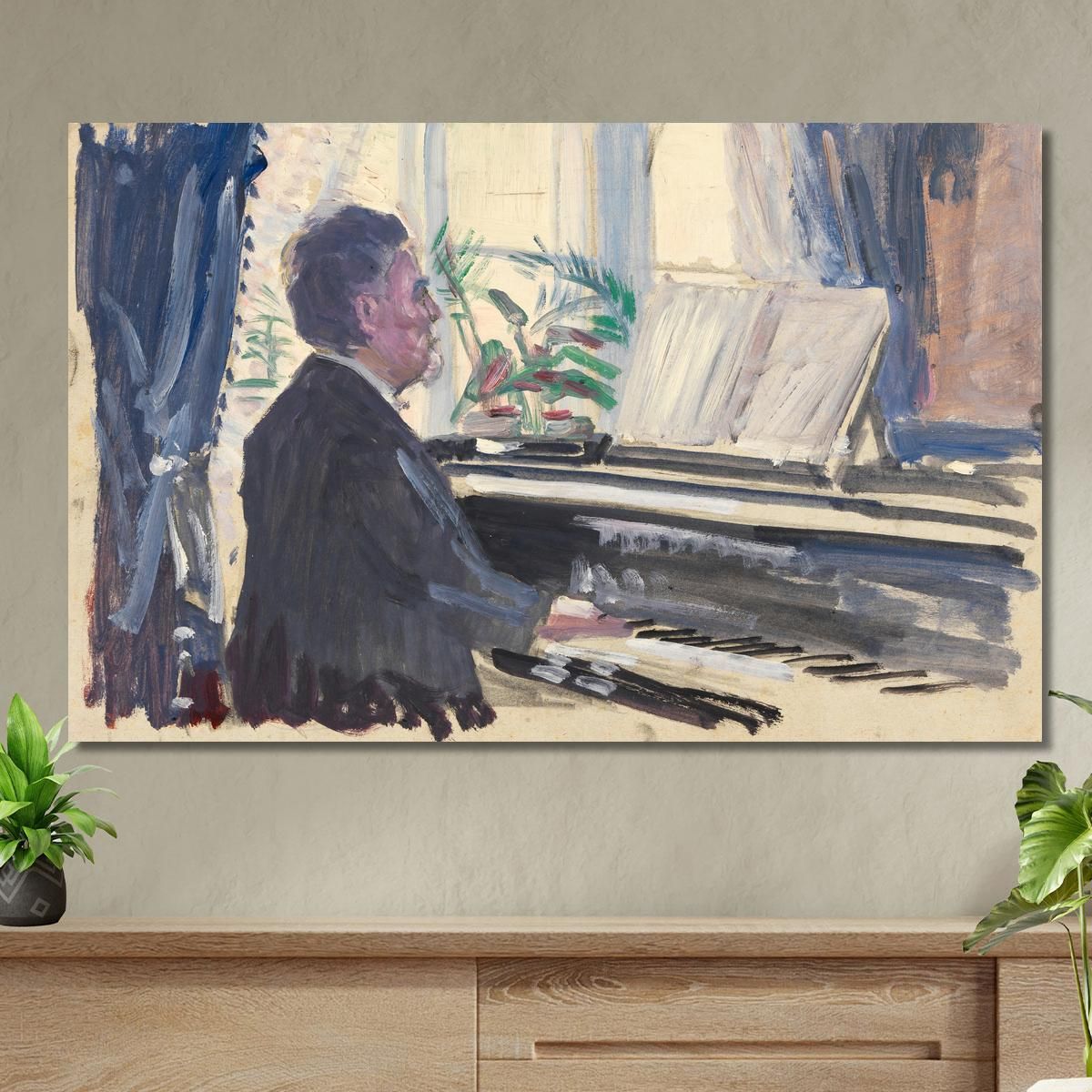 Leopold Czihaczek Al Pianoforte Schizzo Egon Schiele esh85 quadro stampa su tela