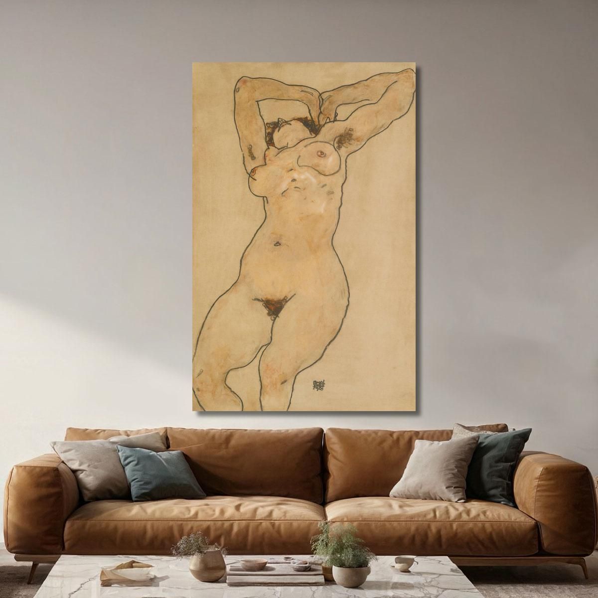 Distesa Nudo Sdraiato Egon Schiele esh87 quadro stampa su tela