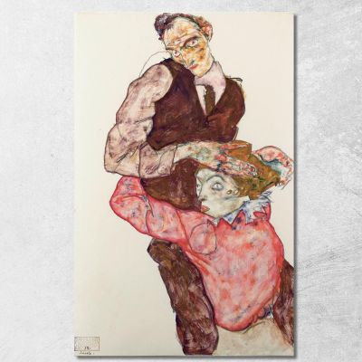 Amanti Egon Schiele esh90 quadro stampa su tela
