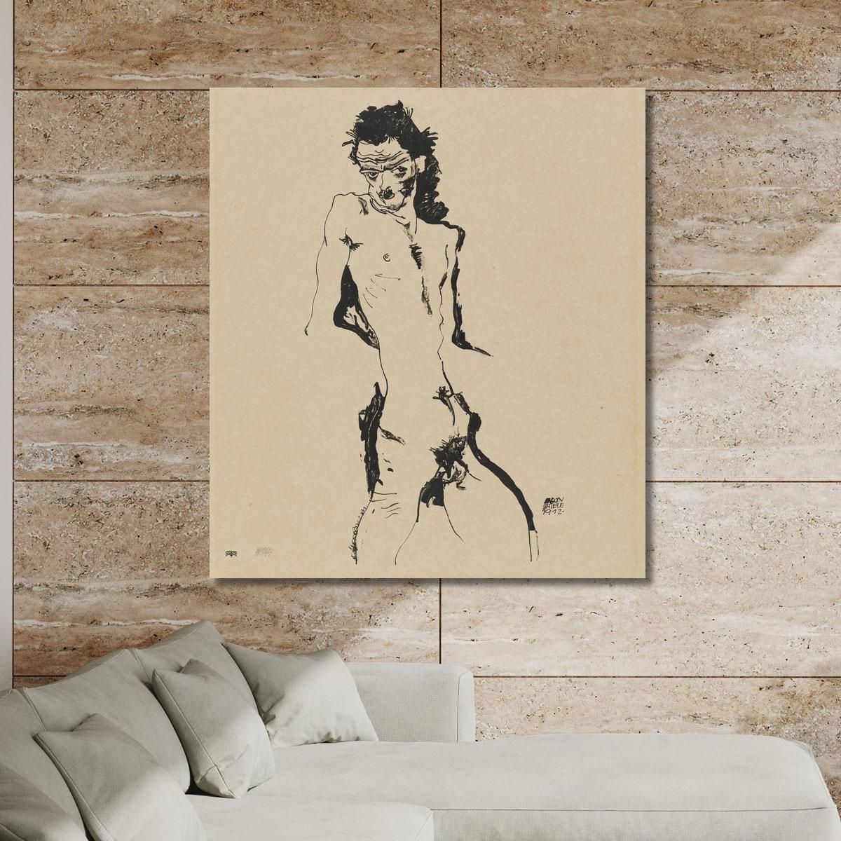 Nudo Maschile Autoritratto Egon Schiele esh91 quadro stampa su tela