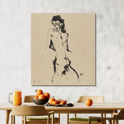 Nudo Maschile Autoritratto Egon Schiele esh91 quadro stampa su tela Nudo Maschile Autoritratto Egon Schiele esh91 quadro stampa su tela