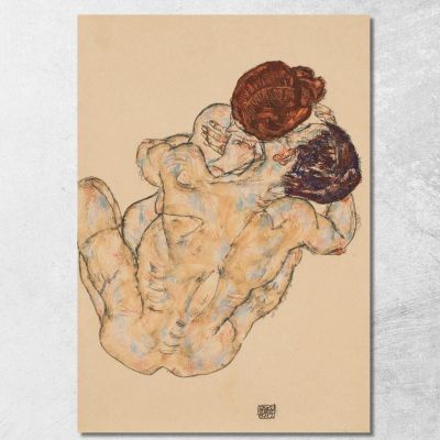Uomo E Donna Abbraccio Egon Schiele esh93 quadro stampa su tela