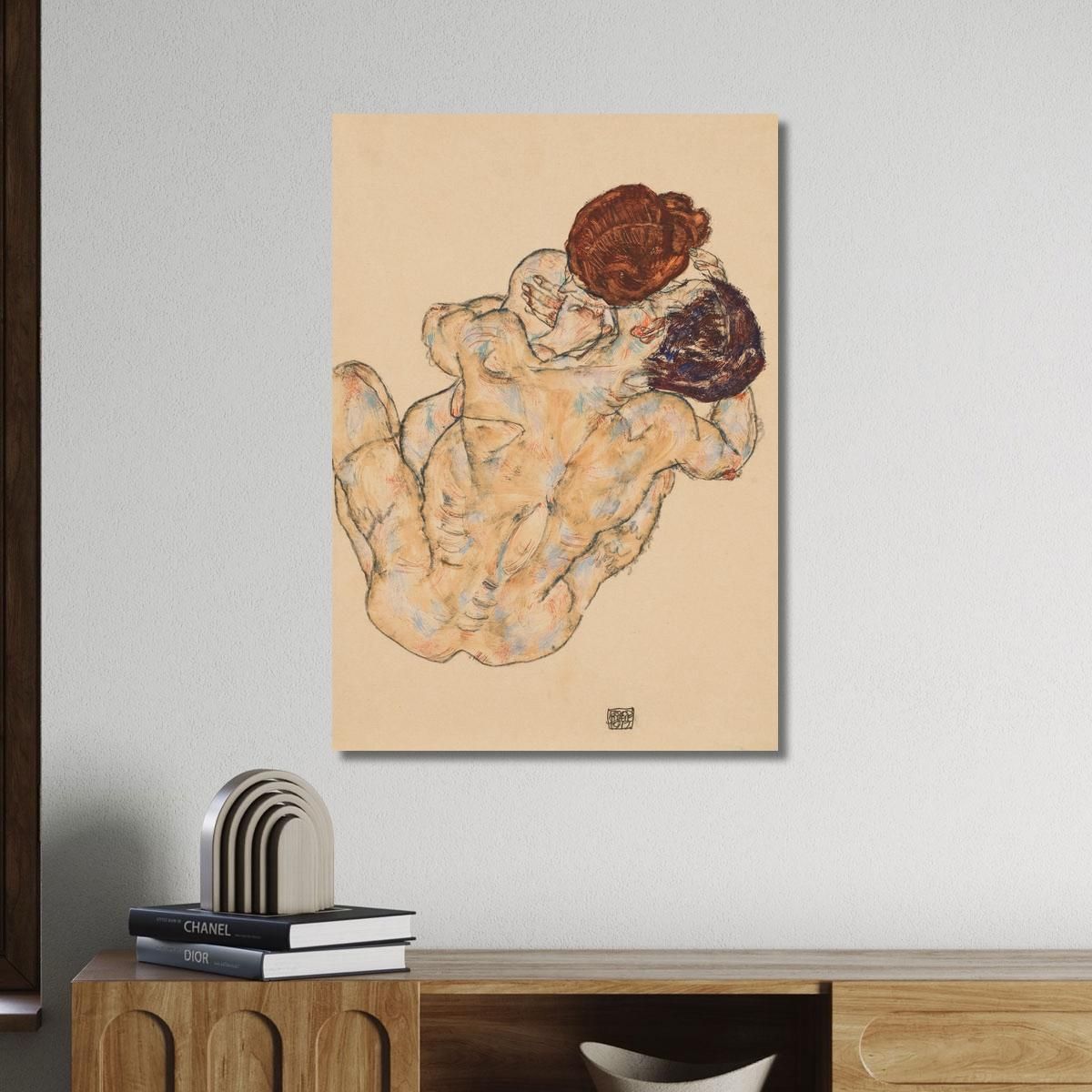 Uomo E Donna Abbraccio Egon Schiele esh93 quadro stampa su tela