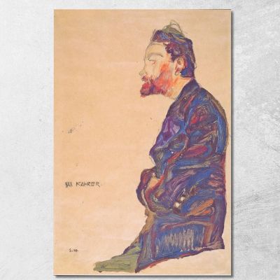 Max Kahrer Di Profilo Egon Schiele esh94 quadro stampa su tela